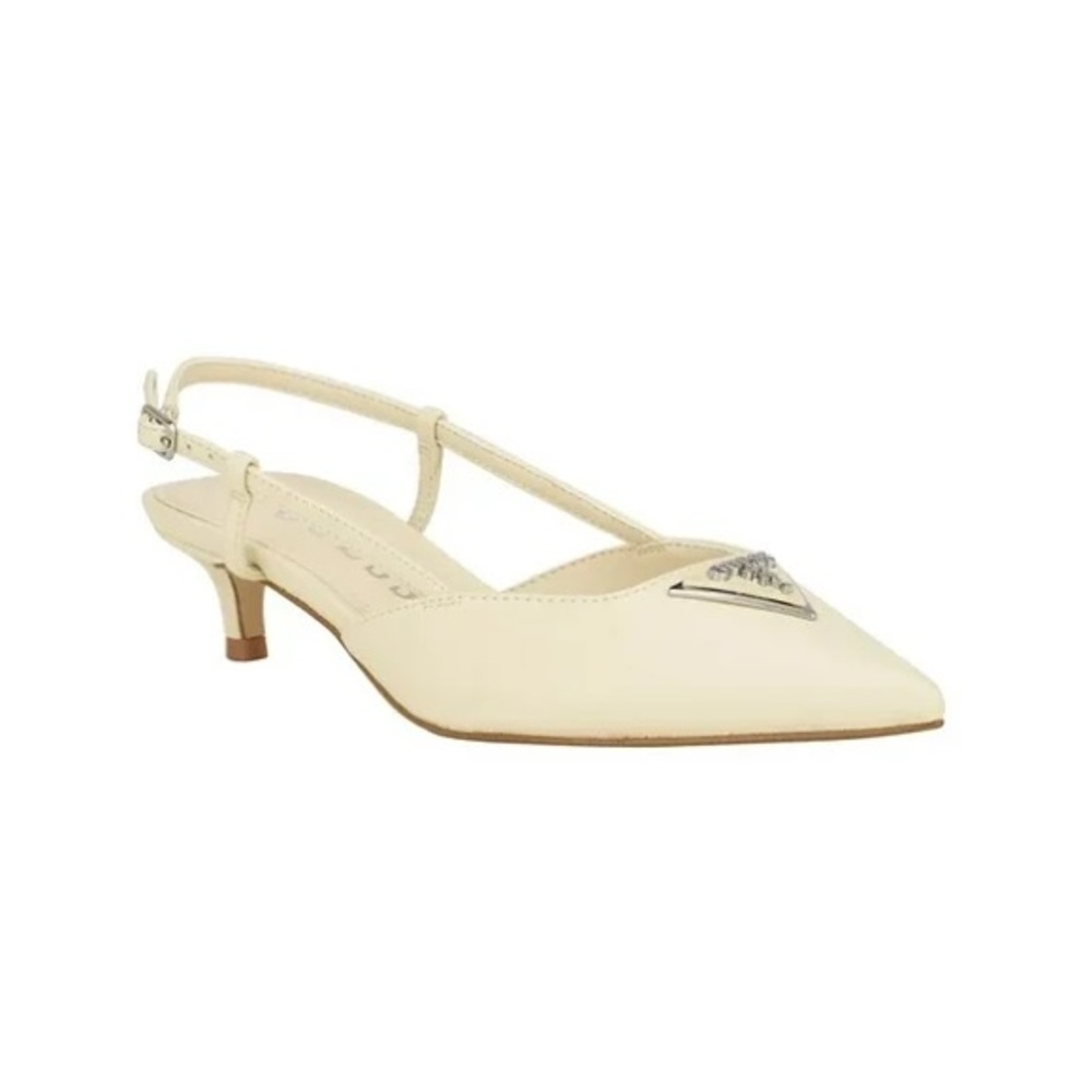 Guess IVORY Women's Jesson Pointed Slingback Kitten Heel Mules